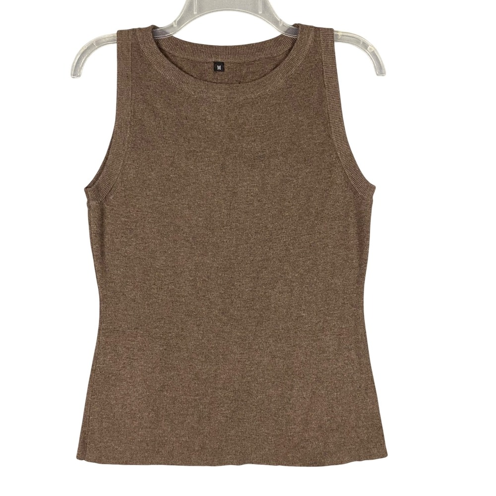 ARACH&CLOZ Wool Blend Knit Tank Top Sleeveless Sweater Womens M Brown Business